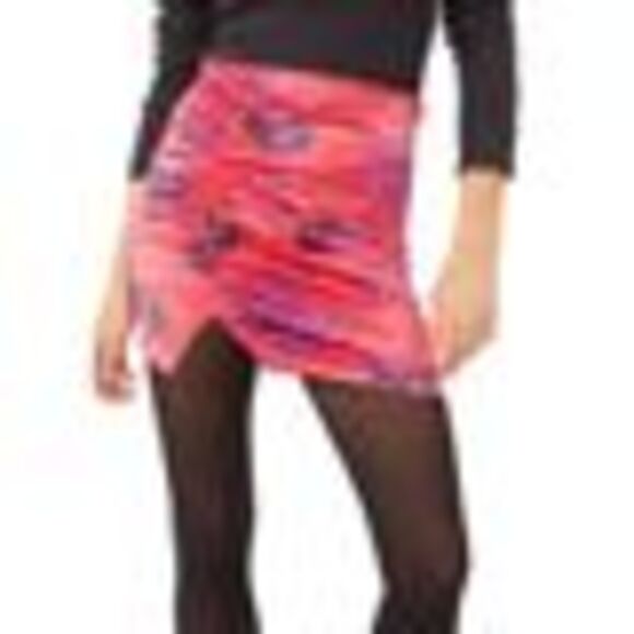 Free People Avas Printed Mini Skirt In Deep Magenta Combo - 4 - Picture 3 of 3